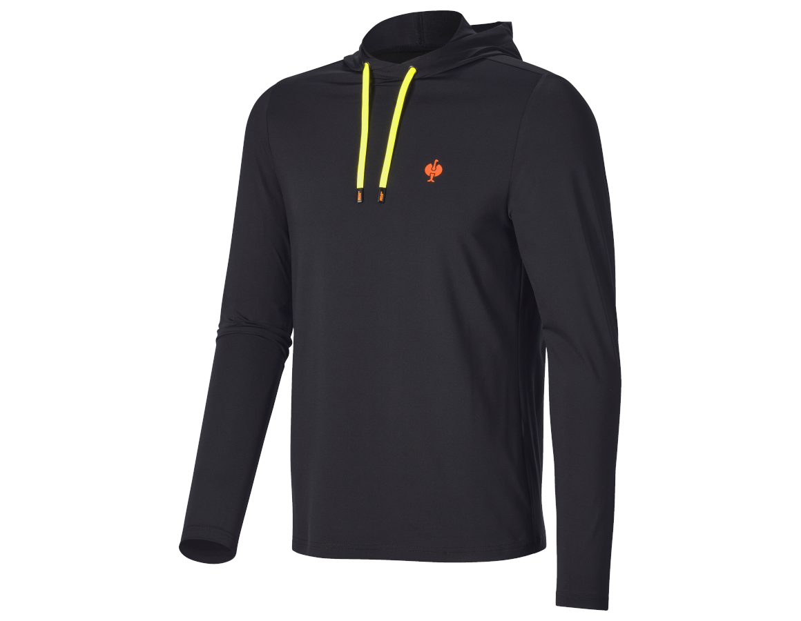Bekleidung: Funktions Hoody-Longsleeve UV e.s.trail + schwarz/warnorange/warngelb