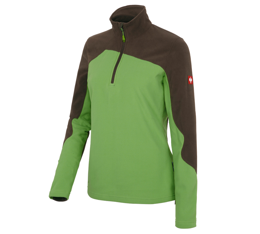 Themen: Fleece Troyer e.s.motion 2020, Damen + seegrün/kastanie