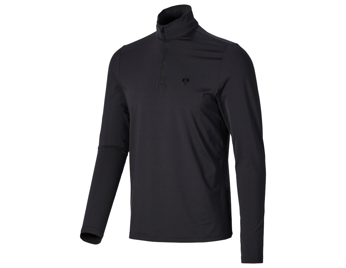 Shirts & Co.: Funktions Troyer-Longsleeve UV e.s.trail + schwarz