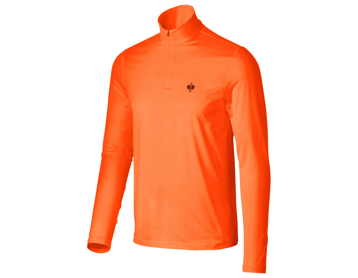 Shirts & Co.: Visibility Funkt. Troyer-Longsleeve UV e.s.trail + warnorange/schwarz
