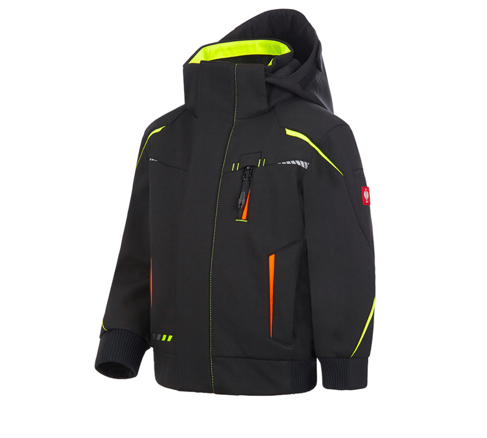 Jacken: Winter Softshelljacke e.s.motion 2020, Kinder + schwarz/warngelb/warnorange