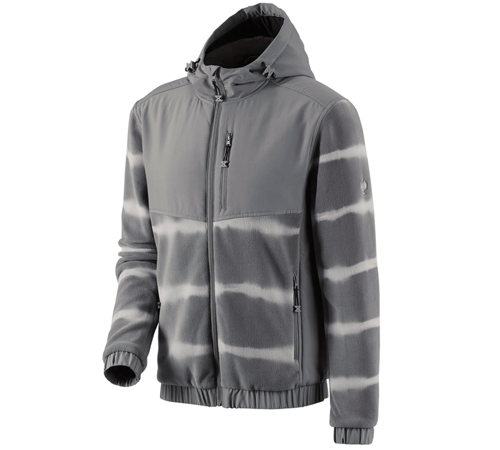 Jacken: Hybrid Kapuzenfleecejacke tie-dye e.s.motion ten + granit/opalgrau