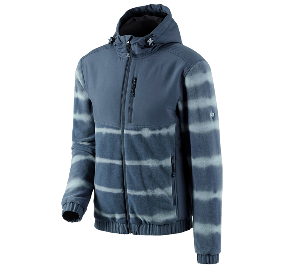 Jacken: Hybrid Kapuzenfleecejacke tie-dye e.s.motion ten + schieferblau/rauchblau