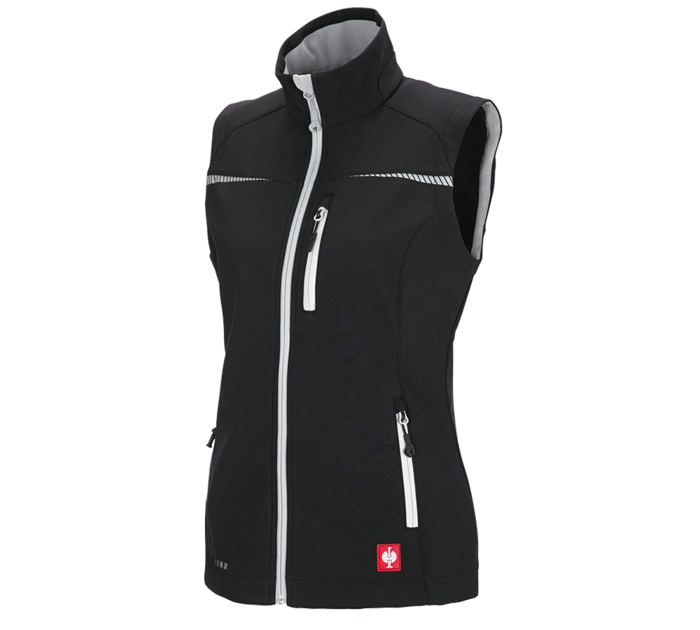 Westen: Softshell Weste e.s.motion 2020, Damen + schwarz/platin