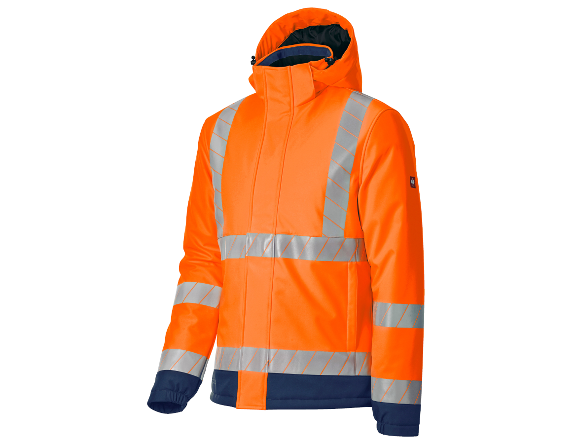 Arbeitsjacken: Warnschutz Winter Softshelljacke e.s.line.core + warnorange/dunkelblau