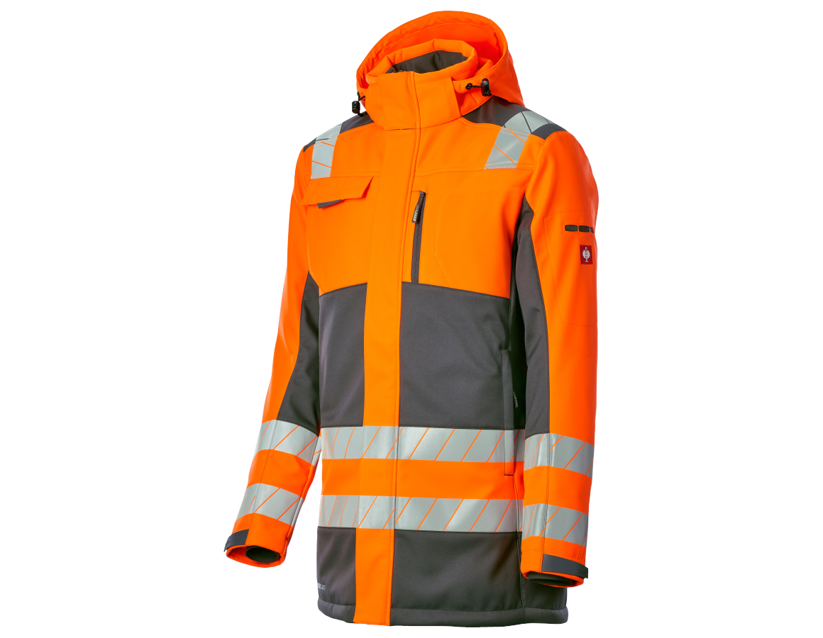 Arbeitsjacken: Warnschutz Winter Softshellparka e.s.motion 24/7 + anthrazit/warnorange