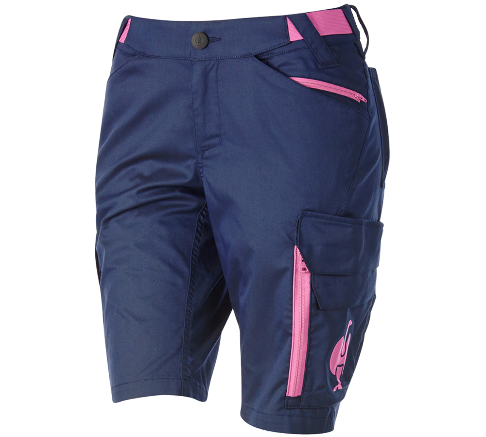 Hosen: Short e.s.trail, Damen + tiefblau/tarapink
