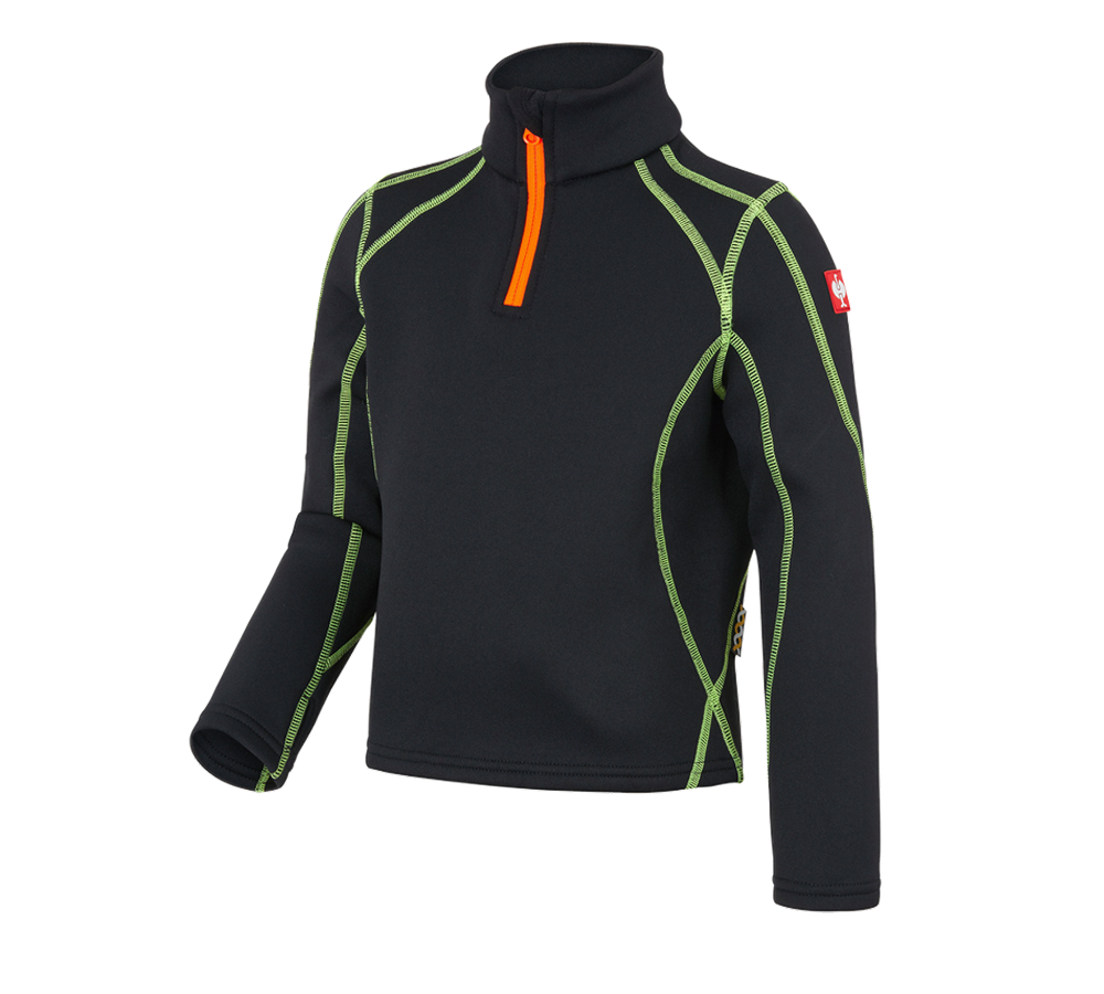 Shirts & Co.: Fun.Troyer thermo stretch e.s.motion 2020, Kinder + schwarz/warngelb/warnorange