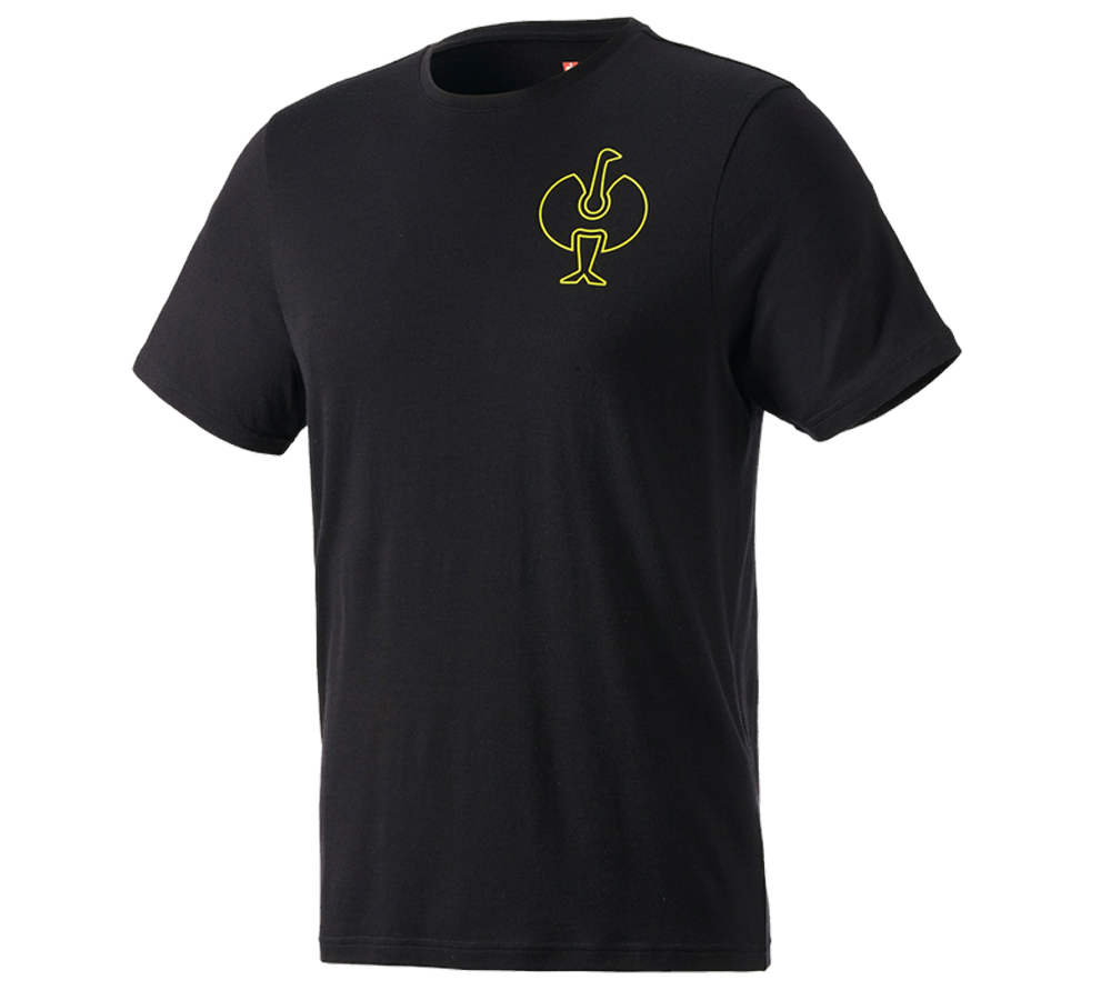 Themen: T-Shirt Merino e.s.trail + schwarz/acidgelb