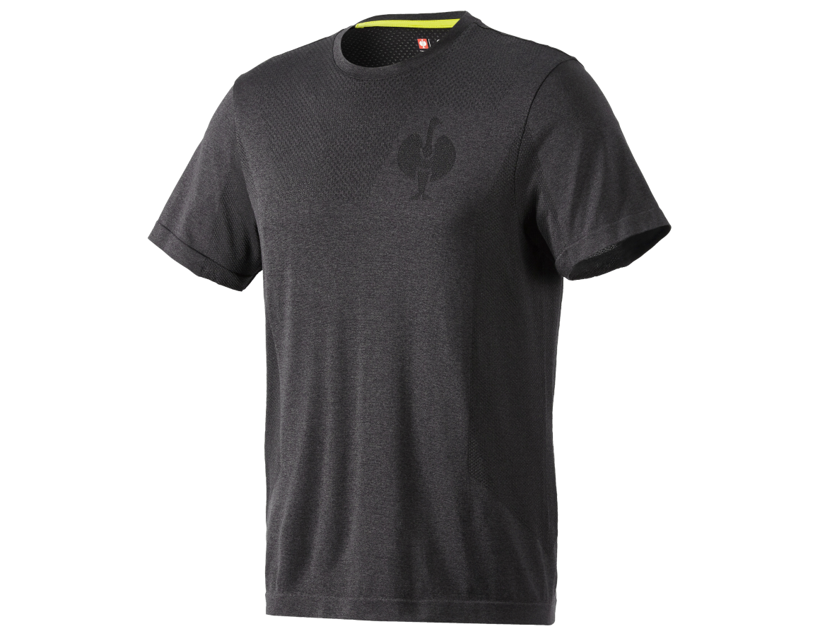 Shirts & Co.: T-Shirt seamless e.s.trail + schwarz melange