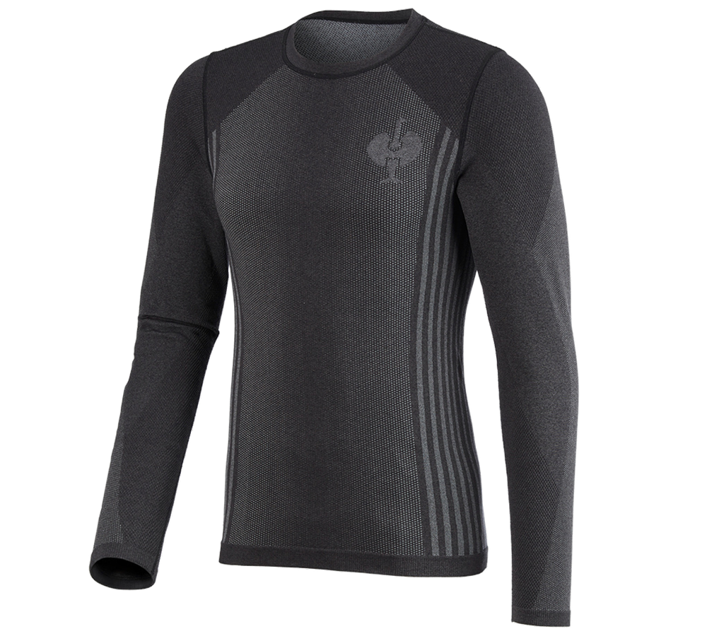 Unterwäsche | Thermokleidung: Funktions-Longsleeve e.s.trail seamless - warm + schwarz/basaltgrau