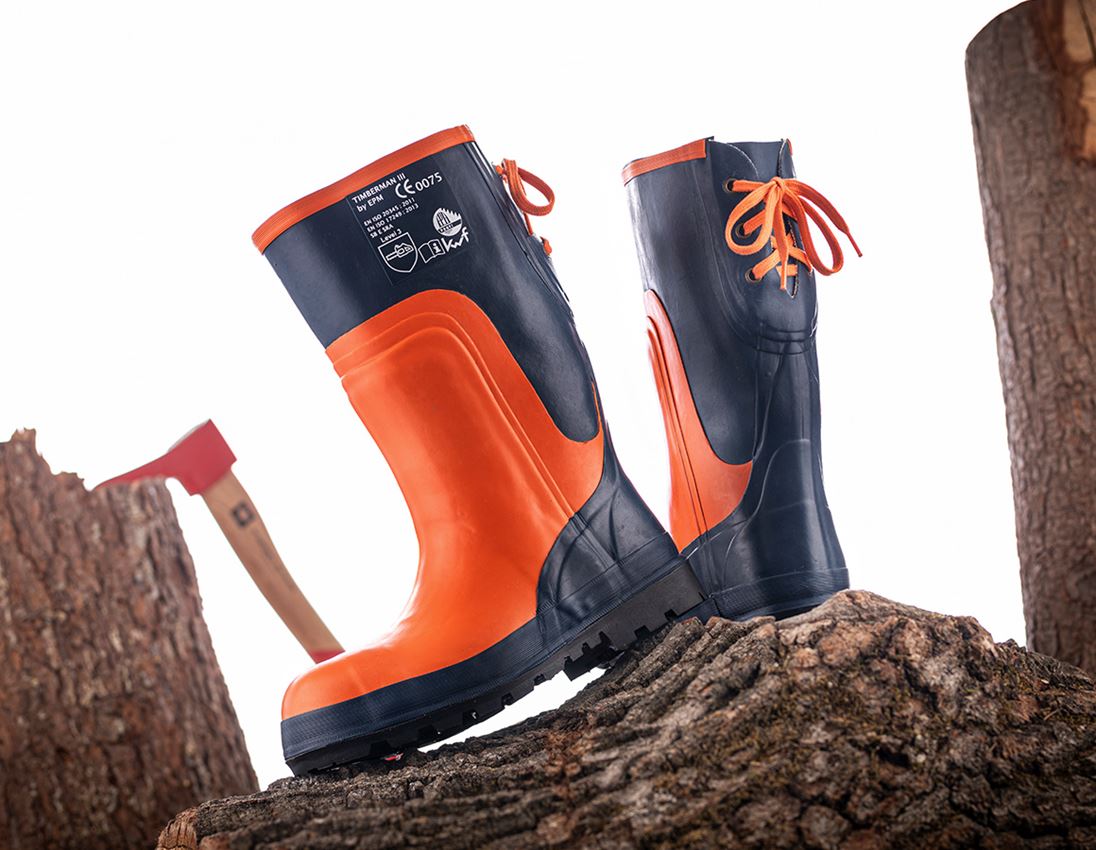 SB: SB Forst-Sicherheitsstiefel Timberman III + blau/orange
