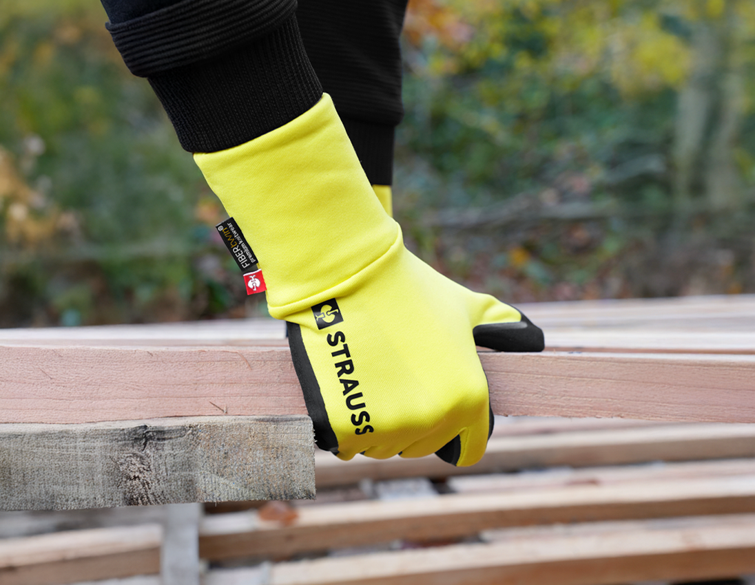 Beschichtet: e.s. Nitril-Handschuhe FIBERTWIN®Senso Grip Winter + acidgelb/schwarz