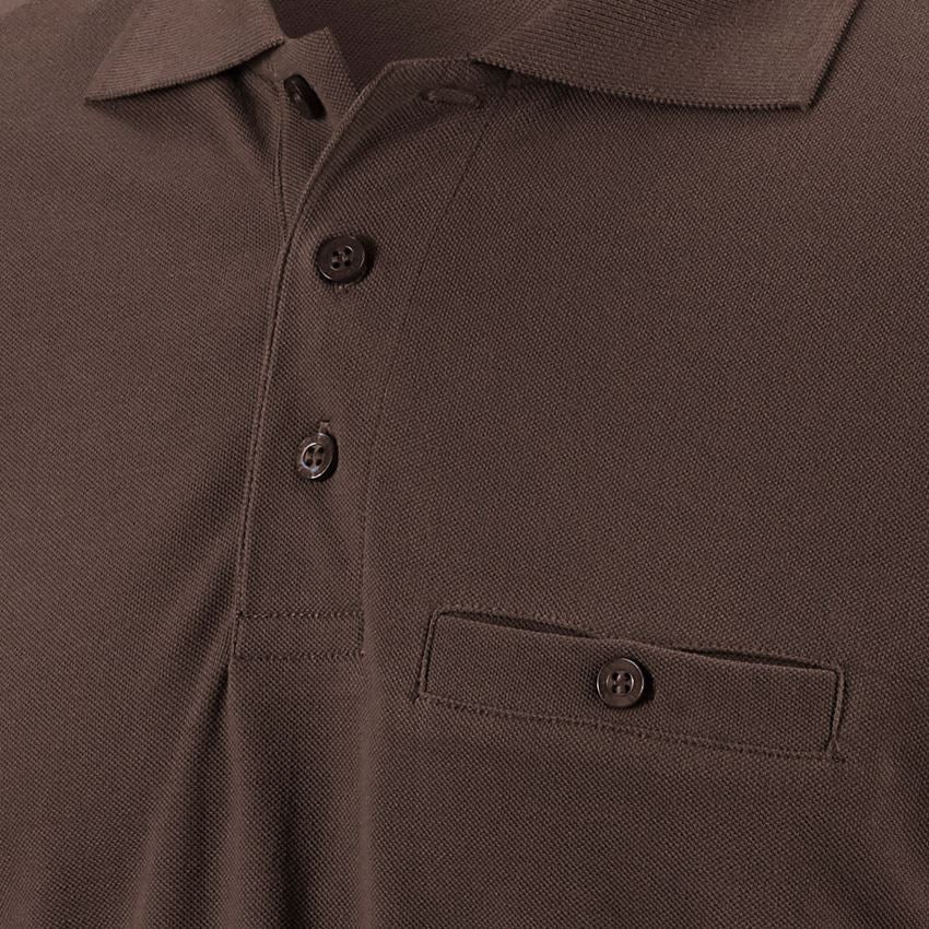 Shirts & Co.: e.s. Longsleeve-Polo cotton Pocket + kastanie 2