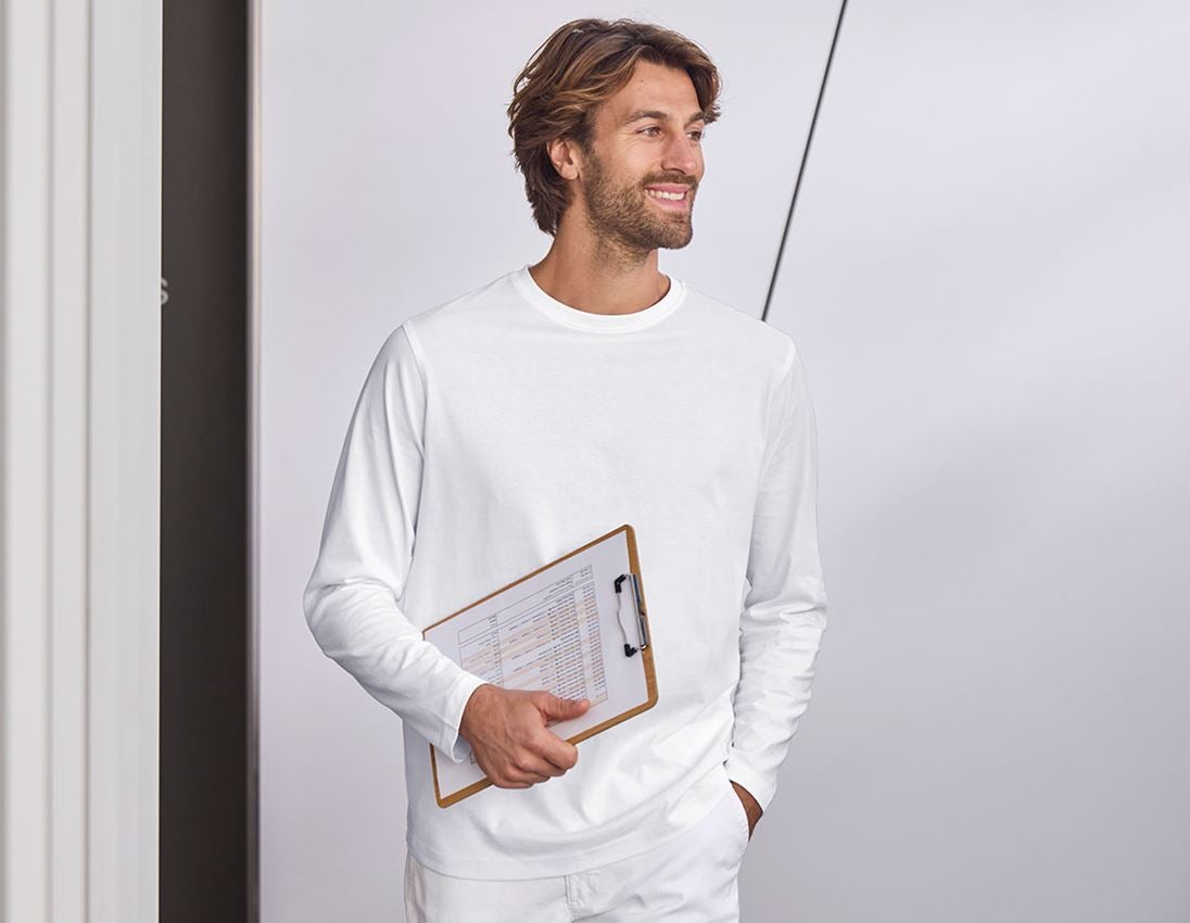 Shirts & Co.: e.s. Longsleeve cotton + weiß 1
