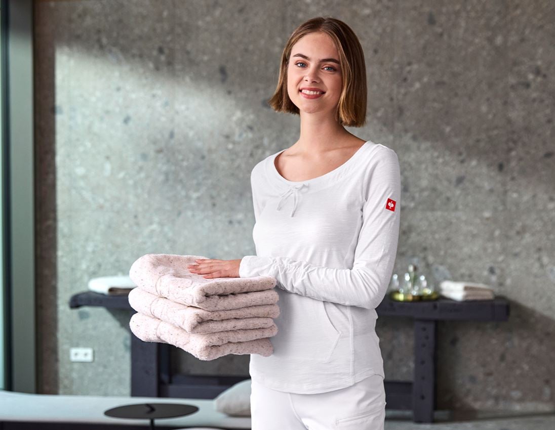 Shirts & Co.: e.s. Longsleeve cotton slub, Damen + weiß