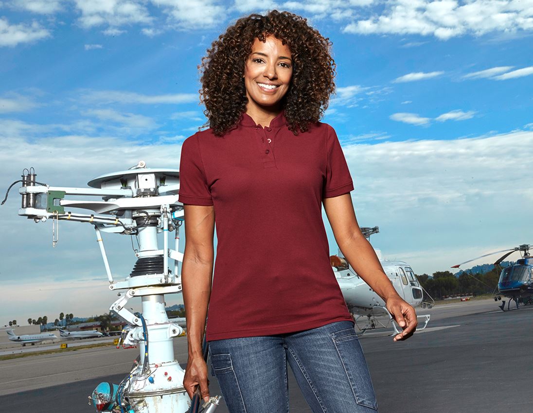 Shirts & Co.: e.s. Polo-Shirt cotton Mandarin, Damen + rubin