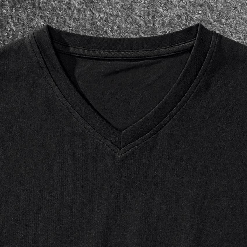 Shirts & Co.: e.s. T-Shirt cotton stretch V-Neck + schwarz 2