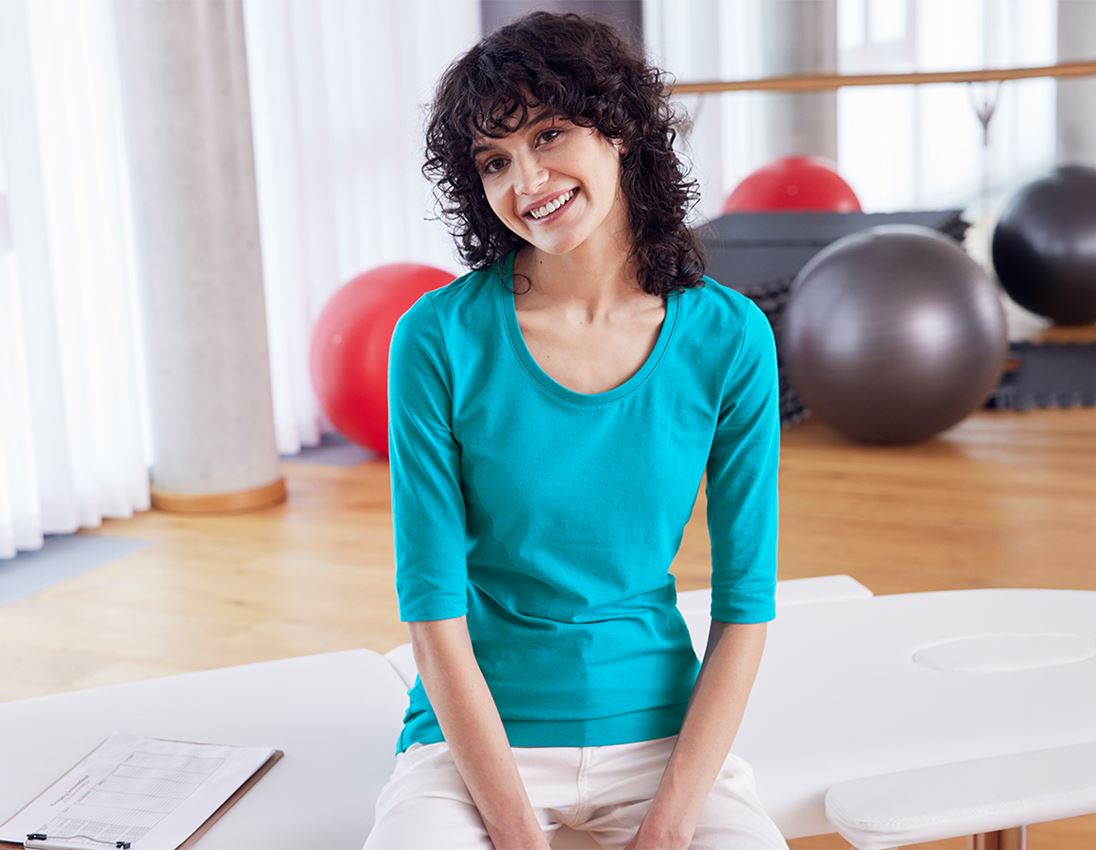 Themen: e.s. Shirt 3/4-Arm cotton stretch, Damen + ozean