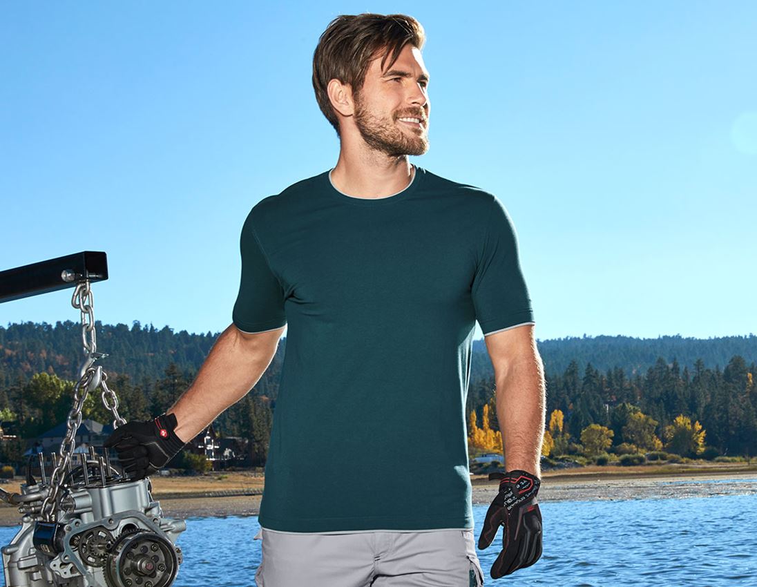 Shirts & Co.: e.s. T-Shirt cotton stretch Layer + seeblau/platin