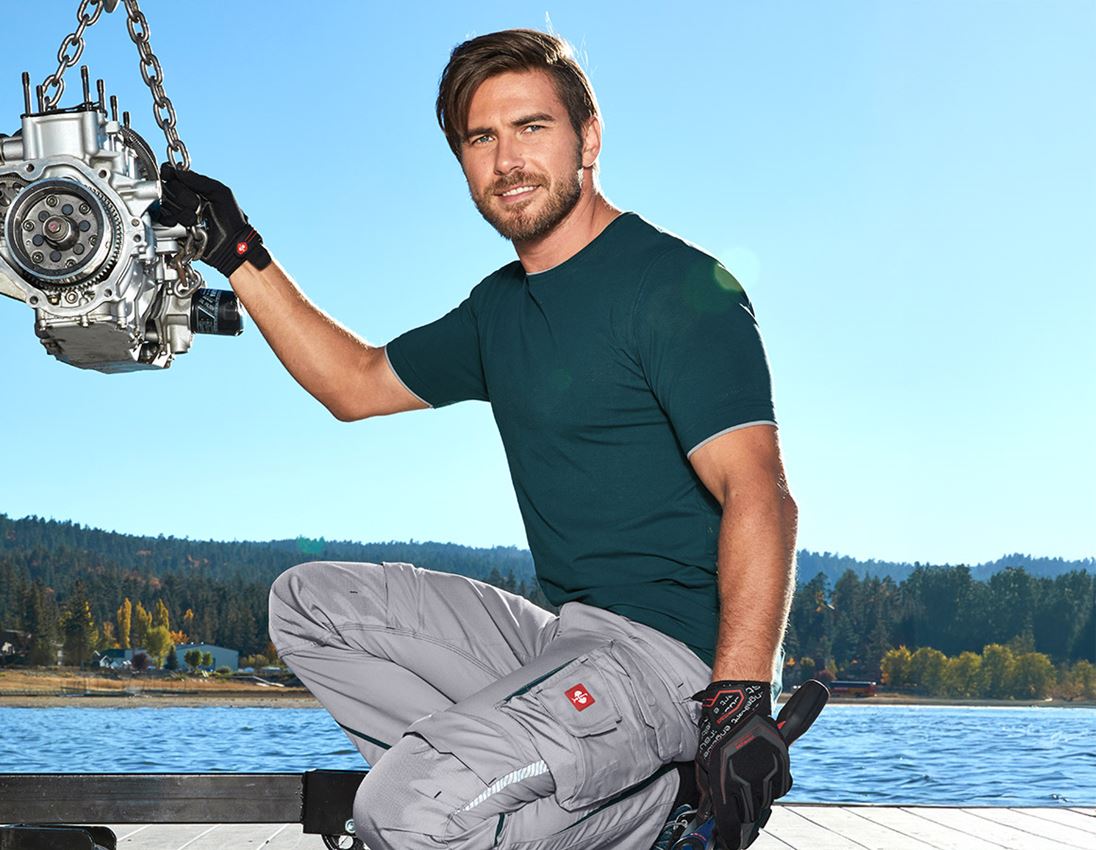 Shirts & Co.: e.s. T-Shirt cotton stretch Layer + seeblau/platin 1