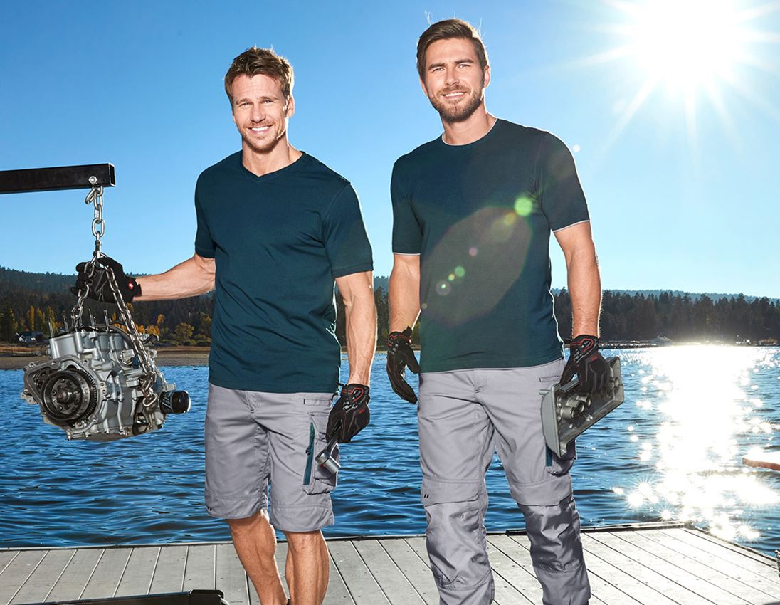 Shirts & Co.: e.s. T-Shirt cotton stretch Layer + seeblau/platin 2