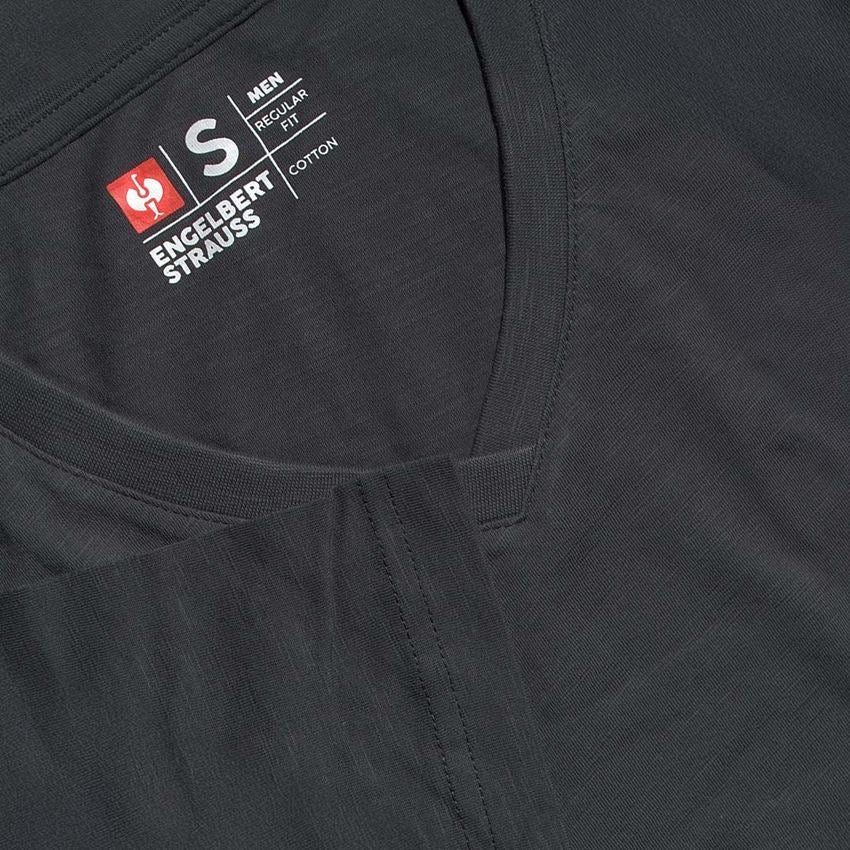 Shirts & Co.: e.s. T-Shirt cotton slub V-Neck + graphit 2