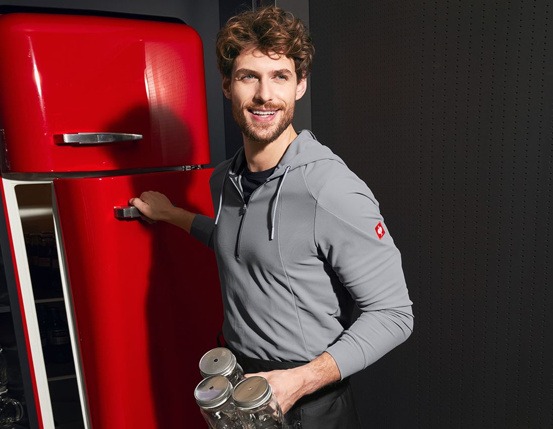 Shirts & Co.: e.s. Funktions Hoody-Longsleeve UV + platin/anthrazit 1