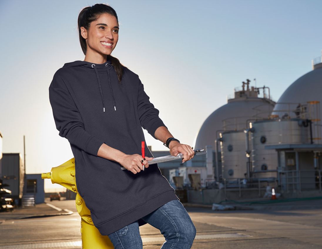 Themen: e.s. Oversize Hoody-Sweatshirt poly cotton, Damen + dunkelblau