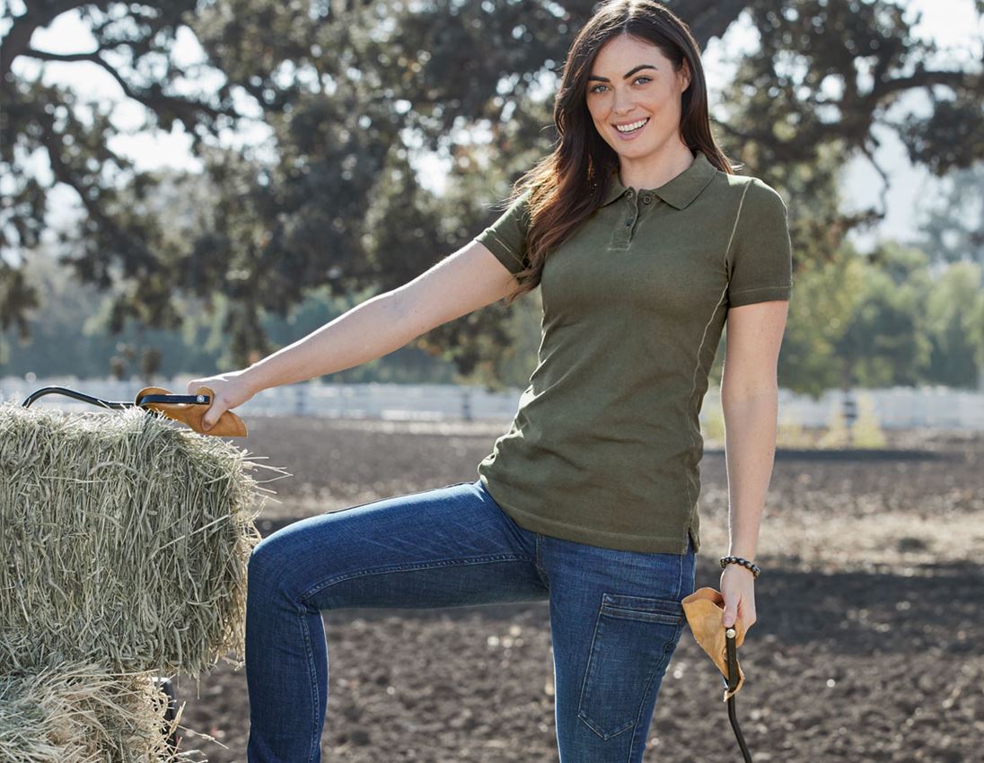 Shirts & Co.: e.s. Polo-Shirt vintage cotton stretch, Damen + tarngrün vintage 4