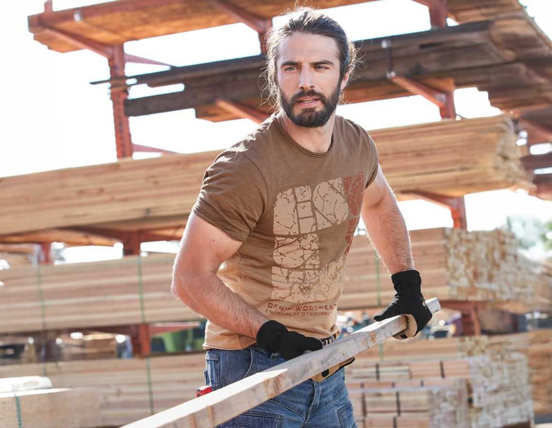 Shirts & Co.: e.s. T-Shirt denim workwear + hellbraun vintage 1