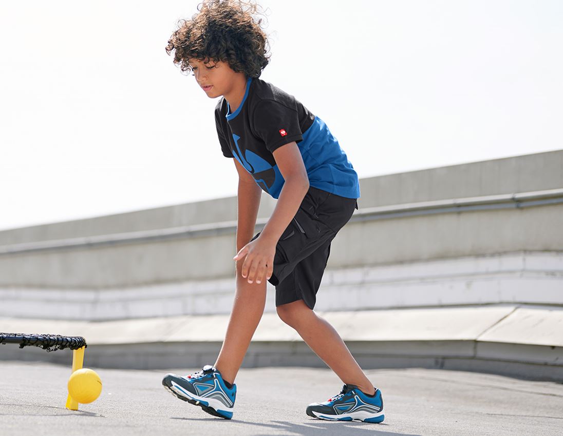 Shirts & Co.: e.s. Piqué-Shirt colourblock, Kinder + graphit/enzianblau 1