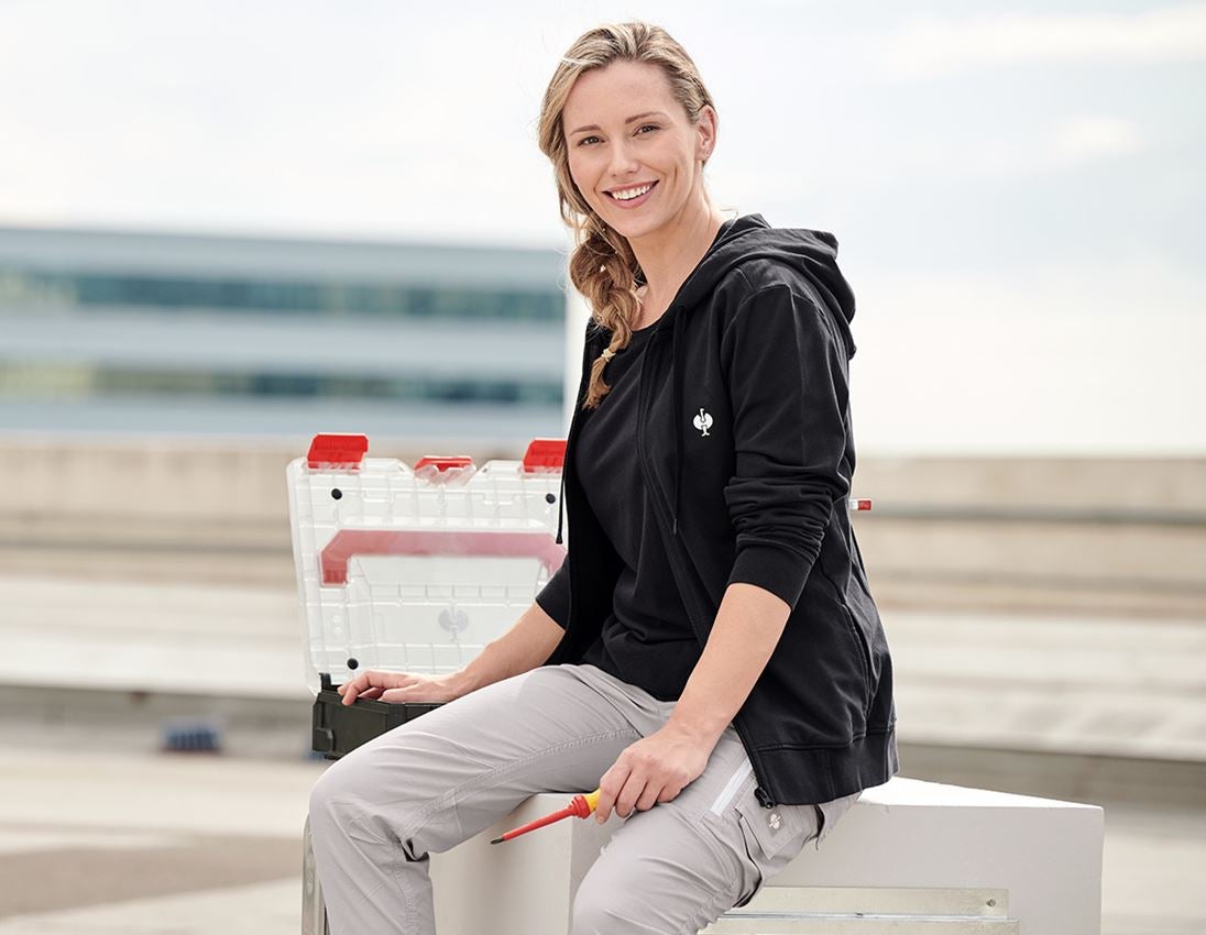 Shirts & Co.: Kapuzensweatjacke e.s.motion ten, Damen + oxidschwarz vintage 1