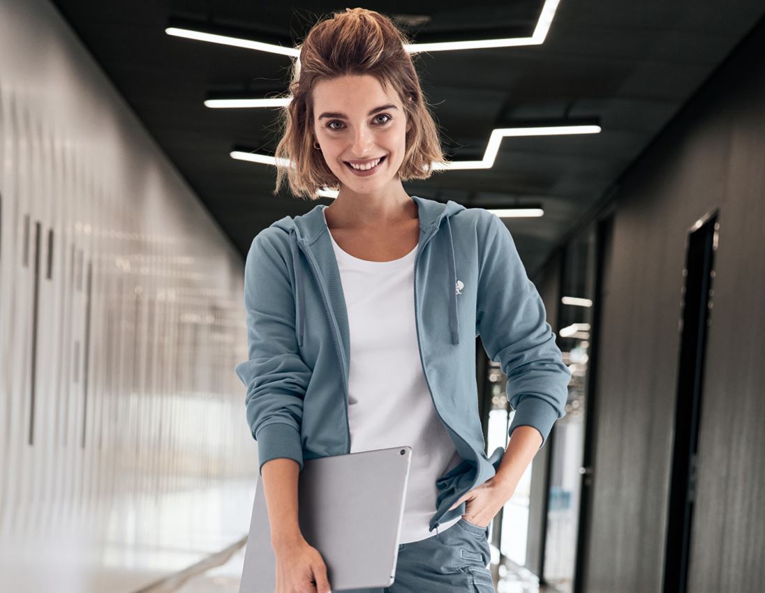 Maglie | Pullover | Bluse: Felpa aperta con cappuccio e.s.motion ten, donna + blu fumo vintage 1