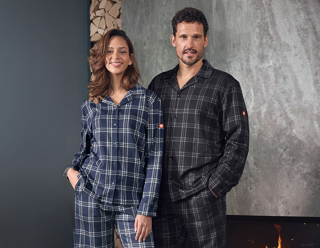 Shirts & Co.: e.s. Karo-Pyjama Oberteil, Damen + tiefblau/weiß 2