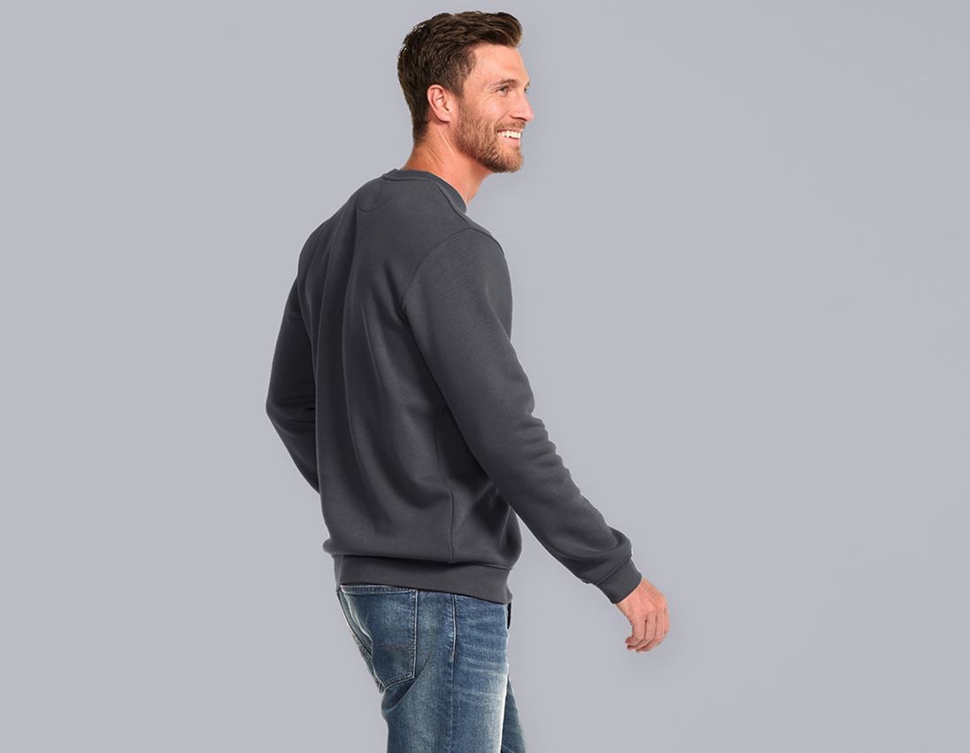 Shirts & Co.: e.s. Sweatshirt poly cotton, long fit + anthrazit 1