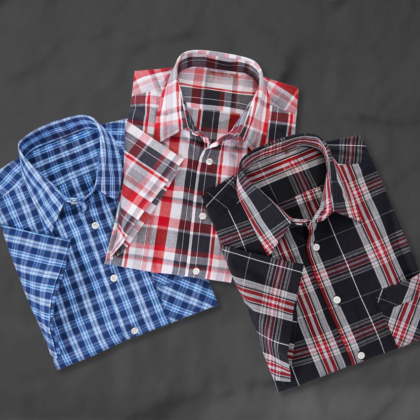 Shirts & Co.: Kurzarm-Hemd Lübeck, extra lang + dunkelblau/azur/kornblau 2