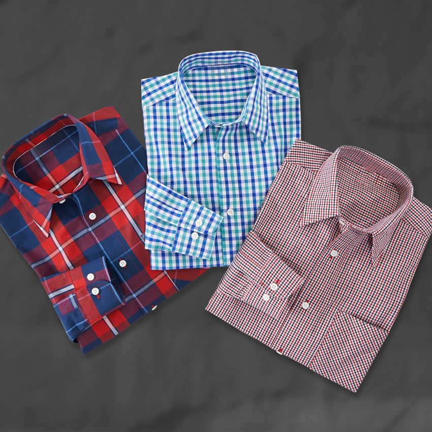 Shirts & Co.: Langarm-Hemd Hamburg, extra lang + rot/dunkelblau/weiß 2