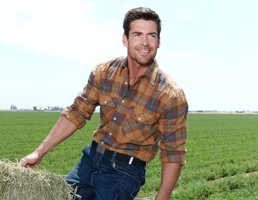 Shirts & Co.: Baumwoll-Hemd Hannover, normal lang + kastanie/haselnuss/dunkles petrol