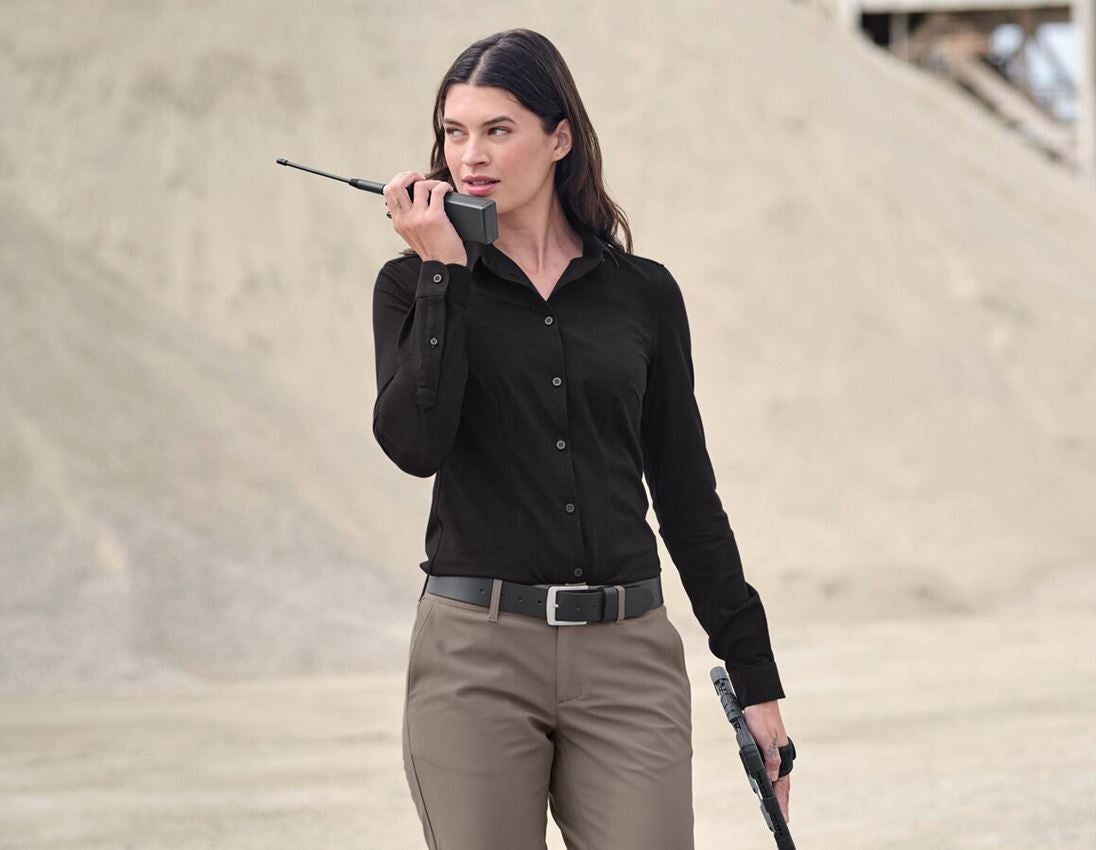 Shirts & Co.: e.s. Piqué-Business Bluse + schwarz