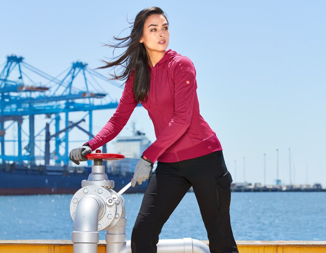 Jacken: e.s. Funktions Kapuzenjacke stripe, Damen + beere 1