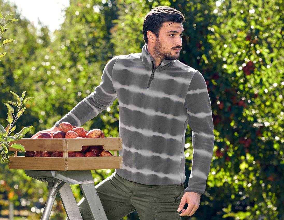 Shirts & Co.: Fleece Troyer tie-dye e.s.motion ten + granit/opalgrau