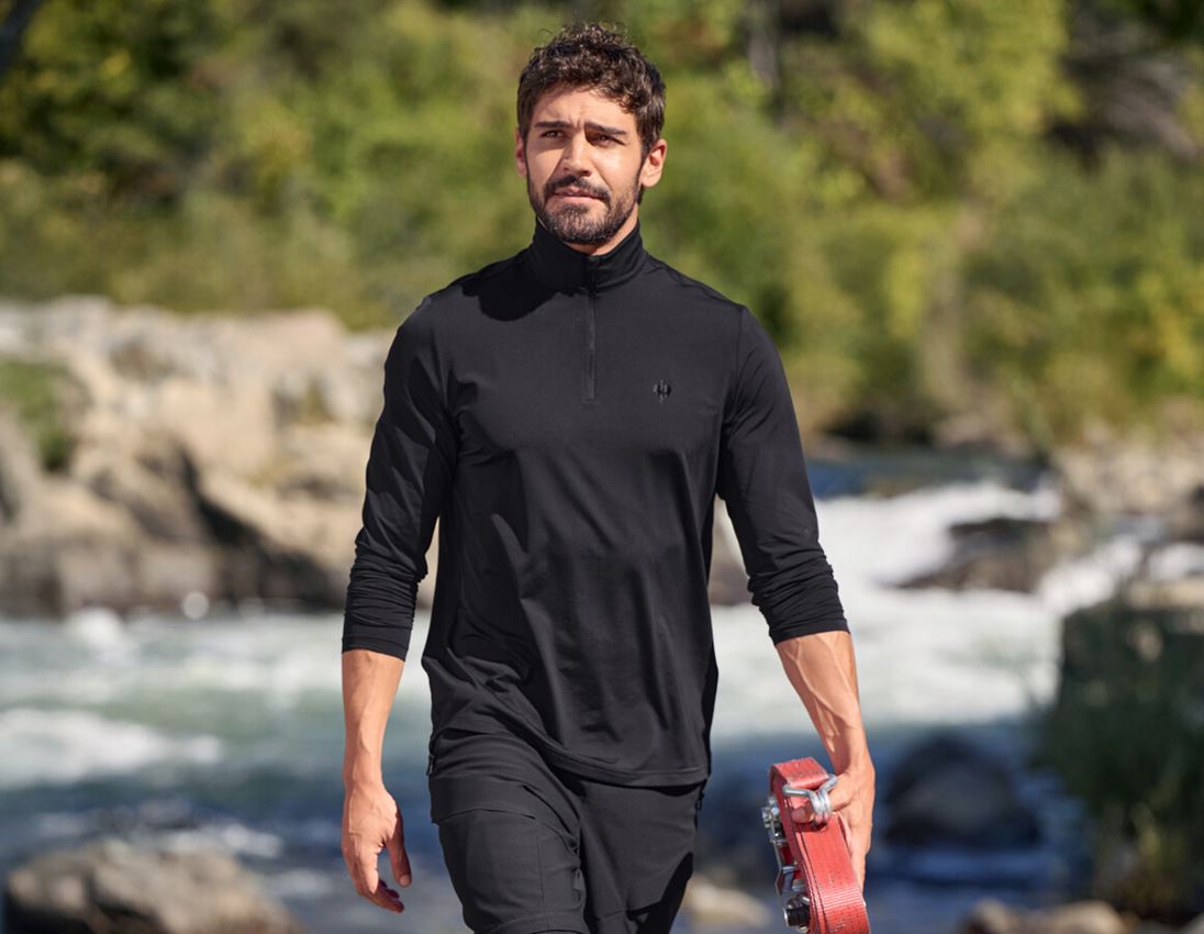 Shirts & Co.: Funktions Troyer-Longsleeve UV e.s.trail + schwarz