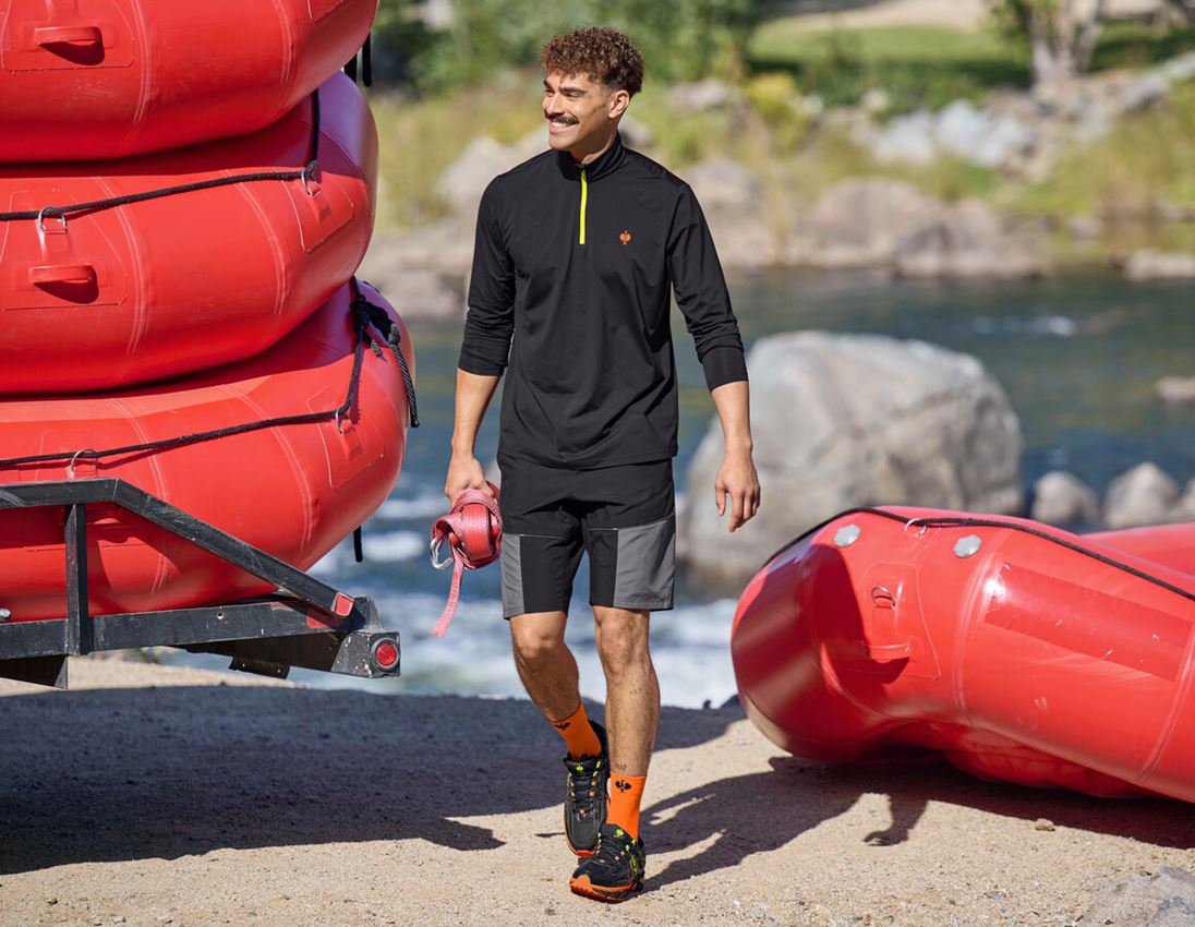 Shirts & Co.: Funktions Troyer-Longsleeve UV e.s.trail + schwarz/warnorange/warngelb 2