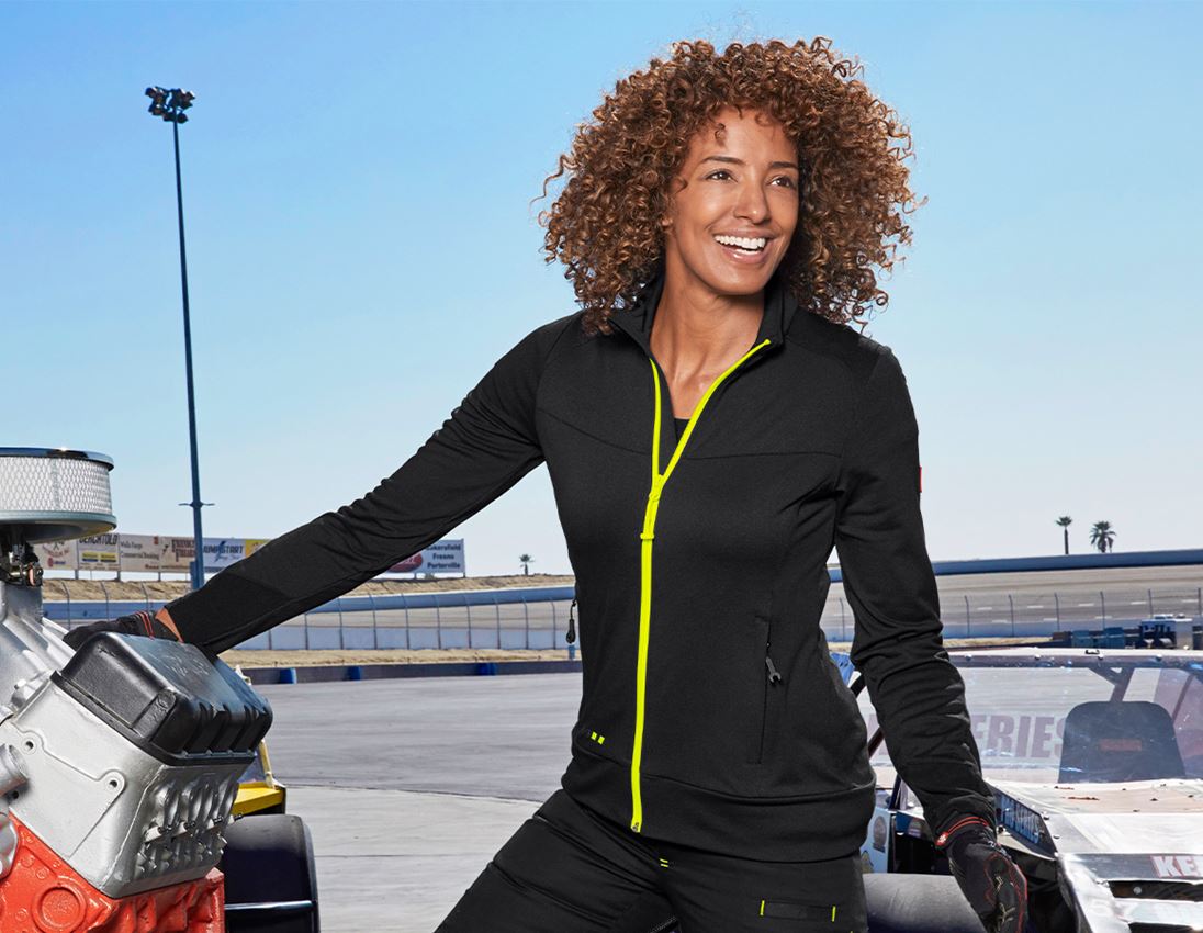 Jacken: FIBERTWIN® clima-pro Jacke e.s.motion 2020, Damen + schwarz/warngelb