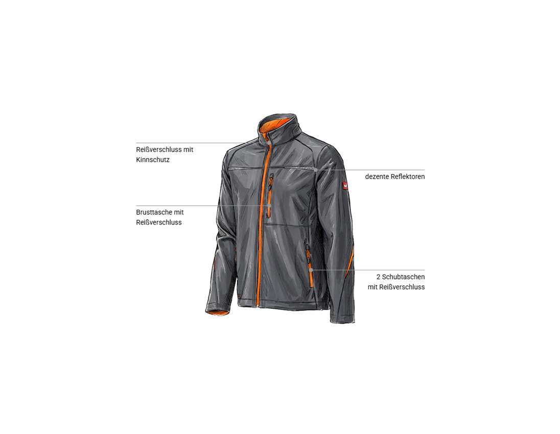 Kfz-Mechatroniker: Softshelljacke e.s.motion 2020 + anthrazit/warnorange 1