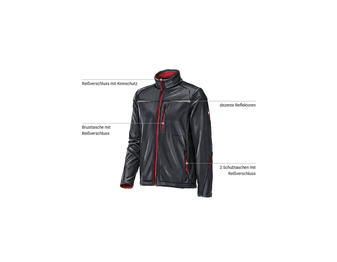 Kfz-Mechatroniker: Softshelljacke e.s.motion 2020 + graphit/feuerrot 1