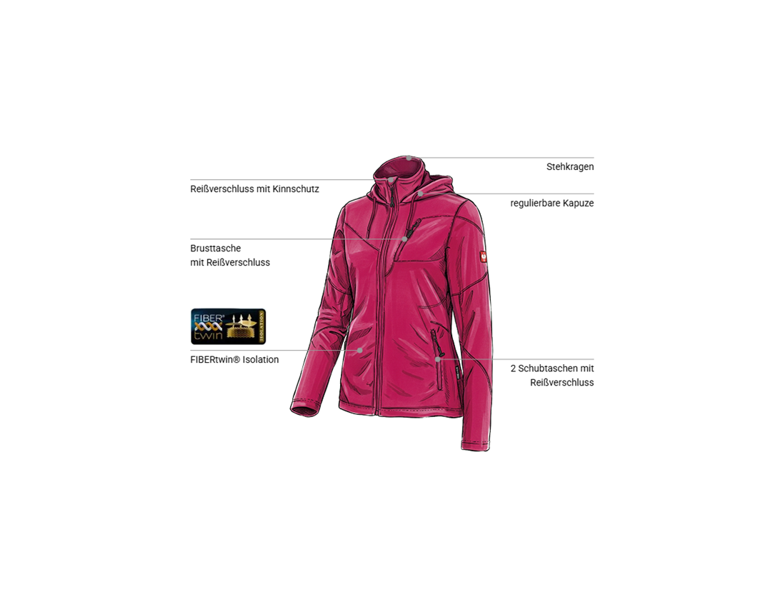 Jacken: Kapuzen Fleece Jacke e.s.motion 2020, Damen + beere 1