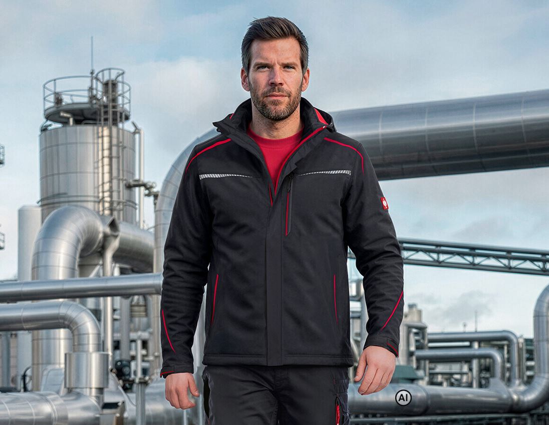KI-generiert / modifiziert - Arbeitsjacken: 3 in 1 Funktionsjacke e.s.motion 2020, Herren + graphit/feuerrot
