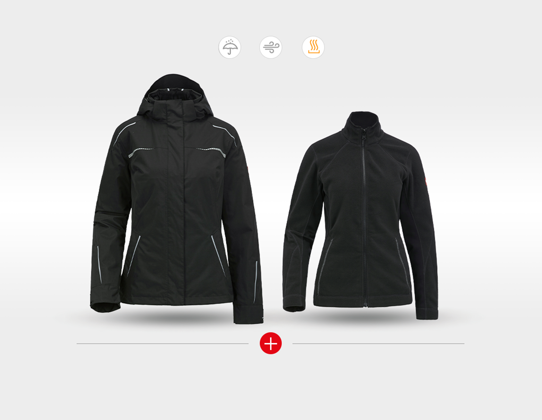 Jacken: 3 in 1 Funktionsjacke e.s.motion 2020, Damen + schwarz/platin 2